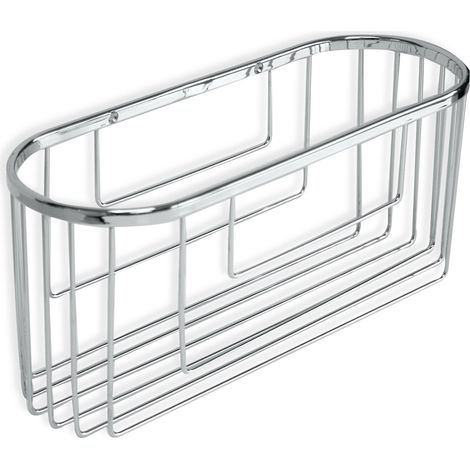 Tatay Oval Cestino della collezione Krom, ideale per contenitori di dimensioni familiari. Design elegante e funzionale, con apertura frontale, in ottone cromato e acciaio inox. Misure 30 x 11 x 13 cm (1/2)