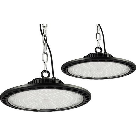 100-W-LED-Garagenleuchte, 2er-Pack, 10.000 lm superhelle UFO-Werkstattleuchte, IP65 wasserdichte LED-Außenleuchte, 7000 K kaltweiße Deckenleuchte für Garage, Lagerhalle, Werkstatt, Keller, Fabrik (1/5)