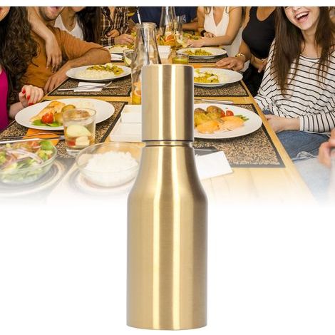 Dispensador de aceite de oliva de acero inoxidable de 500 ml, a prueba de fugas y polvo, con tapa chapada en oro para cocina. (1/5)