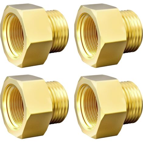 Réducteurs 1/4 à 3/8 Pouce en Laiton, Rallonge de Réduction avec Hexagone, Filetage Extérieur x Intérieur, pour la Conversion Tuyauterie(Lot 4) Agxig 1/4" 3/8" (1/5)