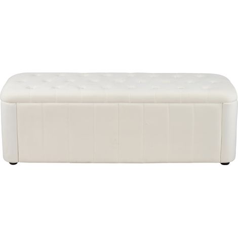 Banquette de rangement en velours avec coussin amovible, assise rembourrée et coins arrondis, idéal pour salon, chambre ou entrée (1/5)