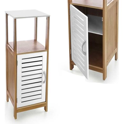 MAURY'S MOBILETTO BAGNO IN LEGNO CON ANTA IN COLOR LEGNO/BIANCO 30X30X96 CM (1/2)