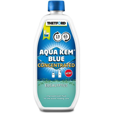Aqua Kem bleu concentré pour WC chimiques – Parfum eucalyptus – Désagrège matières et papier toilette – Action longue durée 65 jours