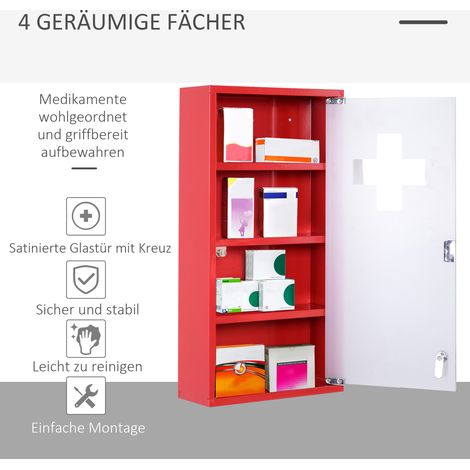 Erste-Hilfe-Schrank Medizinschrank aus Edelstahl mit Schloss, sicheres & praktisches Modell 3 für Zuhause & Büro