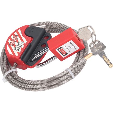 Kit de cadenas de sécurité avec câble de verrouillage réglable en acier inoxydable et cadenas de consignation/déconsignation de 38 mm, fourni avec 2 clés. (1/5)