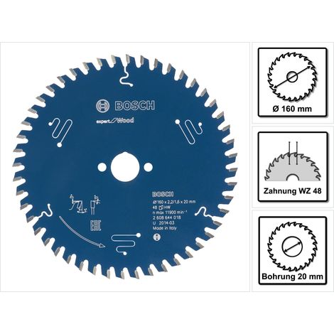 Bosch Accessories Expert for Wood 2608644018 Lama circolare 160 x 20 x 1.6 mm Numero di denti: 48 1 pz. (1/5)