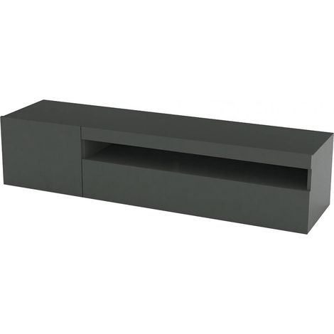 Dmora - Fernsehschrank Dmontù, Niedriges Sideboard für Wohnzimmer, Sockel für TV-Möbel, 100 % Made in Italy, cm 150x40h37, Anthrazit glänzend (1/4)