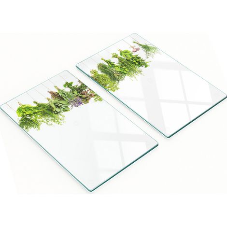 Tablas de cortar decorativas de cristal para cocina con cordel para hierbas, 2 x 30 x 52 cm.