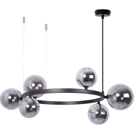 Lampadario Sigma Bolero nero anello, sfere fumé, 6xG9 (1/3)