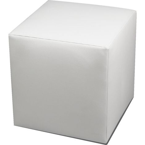 Pouf Poggiapiedi 42x42x44 cm in Similpelle Avalli Cubo Bianco
