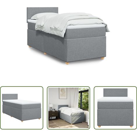 vidaXL Taschenfederkern - Boxspringbett mit Matratze Hellgrau 90x190 cm Stoff (1/5)