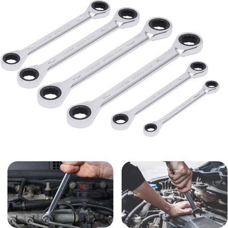 6pcs 8-19mm Flexible Ratchet Spanner Set Ratcheting Wrench Spanners Flex-Head (1/5)