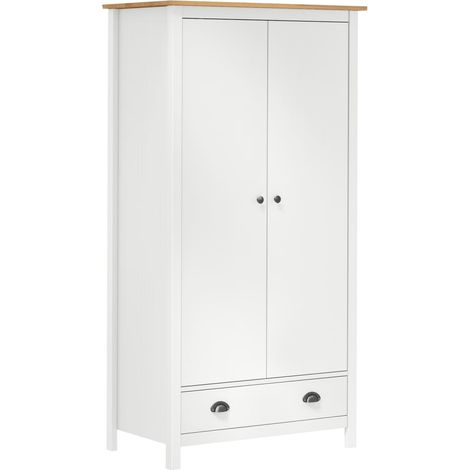 Garde-robe à 2 portes Hill Range Blanc 89x50x170 Pin solide 2 (1/5)