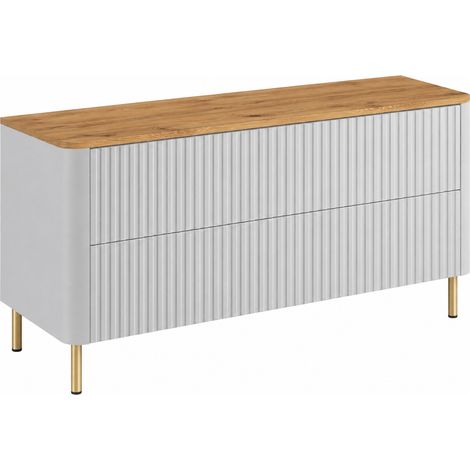 Mobile bagno Linea 120 cm, bianco, piano rovere craft, gambe dorate (1/5)