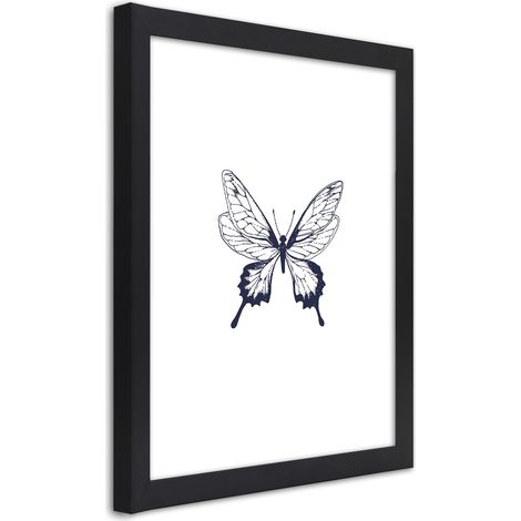 Quadro con cornice, Farfalla disegnata - 40x60 (1/5)