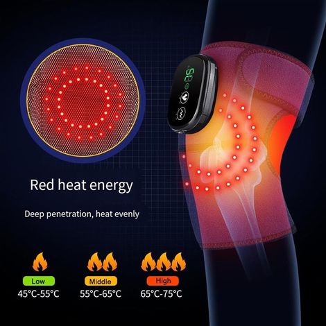 Massaggiatore elettrico per ginocchia, riscaldamento USB, vibrazione, impacco caldo a infrarossi, terapia, cuscino massaggiante per gomiti, spalle e ginocchia per alleviare il dolore alle articolazion (1/4)