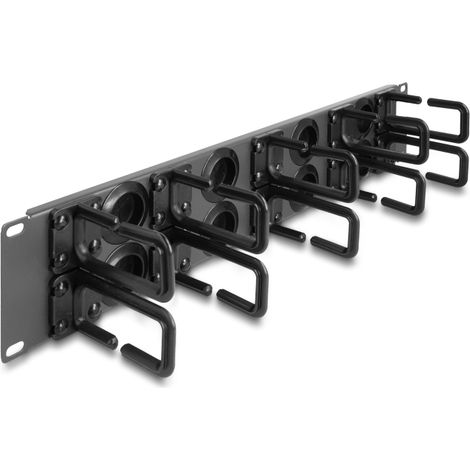Delock Panel de organizaciÃ³n de cables de 19 con 8 goma entradas de cables y 10 ganchos 2U negro