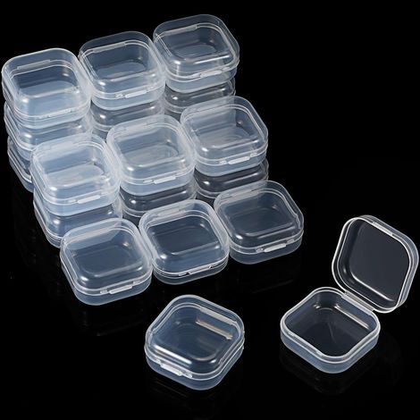 36 pezzi di contenitori rettangolari in plastica trasparente, scatola trasparente per perline, scatola portaoggetti con coperchio a cerniera per piccoli oggetti e gioielli con perline (1,3 x 1,3 x 0,7 (1/5)