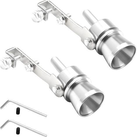 BEBUSINGOTO silbato de escape de coche, silenciador turbo de aleación de aluminio para todos los modelos (plateado) (1/4)
