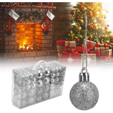 100 boules de Noël incassables, décoration argentée pour sapin et fêtes (lot de 100 pièces) (1/5)