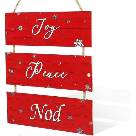 Weihnachtliche Holzschilder, hängendes Wandschild aus Holz, Schneeflocken-Wanddeko, Weihnachts-Türhänger, Freude-Friedens-Motiv, Wanddekoration für Haustür, Veranda (1/5)