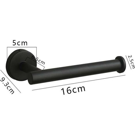 Porte-papier toilette mural, 16 cm, en acier inoxydable noir. (1/5)