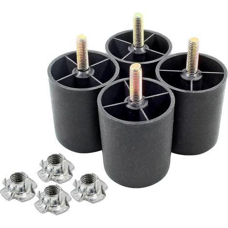 Lot de 4 pieds de canapé de 2,5 pouces, pieds de meubles fuselés, pieds de canapé en plastique, avec boulons de suspension M8, adaptés aux canapés, coiffeuses, armoires, chaises, lits, tables basses,  (1/5)