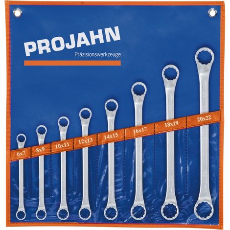 Projahn Doppelringschlüssel Set 8-tlg. 6 x 7 - 8 x 9 - 10 x 11 - 12 x 13 - 14 x 15 - 16 x 17 - 18 x 19 - 20 x 22 mm (1/2)