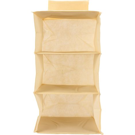 Organisateur de placard suspendu à plusieurs niveaux, grande capacité de rangement, étagères à fond rigide pour éviter l'affaissement, conception anti-poussière pour petites chambres, beige, trois com (1/5)