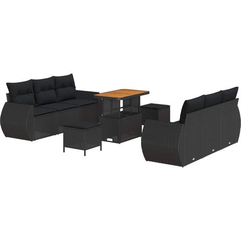 Maison Exclusive - Gartensofa-set mit Kissen mit Kissen 9 pcs Sch
