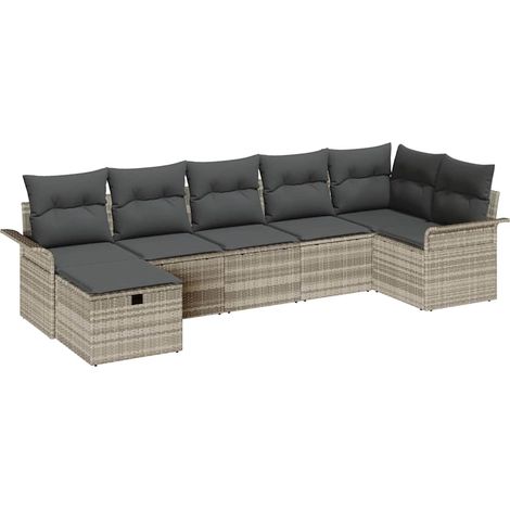Maison Exclusive - Set Divano da Giardino 7 pcs Grigio chiaro polyrattan
