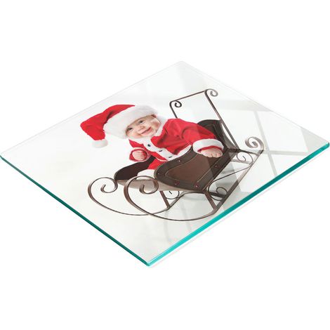 Tabla de cocina de vidrio templado con gr谩ficos decorativos de Pap谩 Noel, 60x52 cm. (1/5)