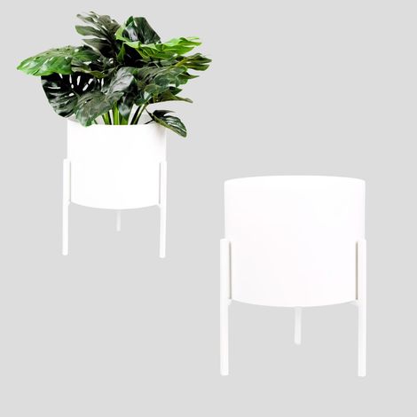 Cache-pot de fleurs en métal blanc Loft Macon S 34x34x45 (1/5)