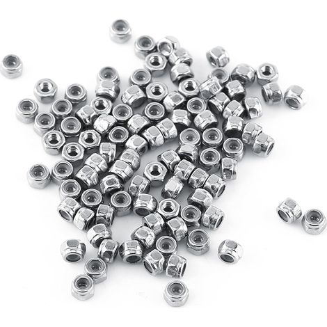 100pcs Contre-écrous écrou à Embase Hexagonale en Acier Inoxydable SS304 Contre-écrou avec Insert en Nylon (M2 (100pcs / pack)), Contre-écrous (M2 (100 pièces/paquet)) (1/5)