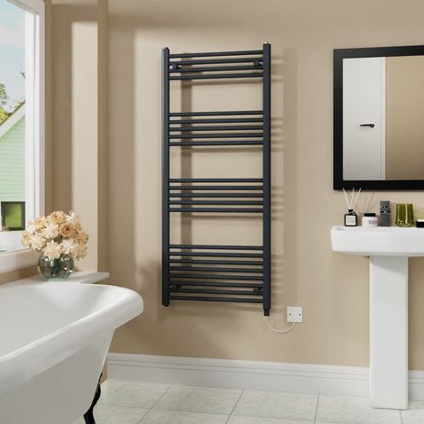 Electric Bathroom Radiator Straight Anthracite 1400x600mm 800W