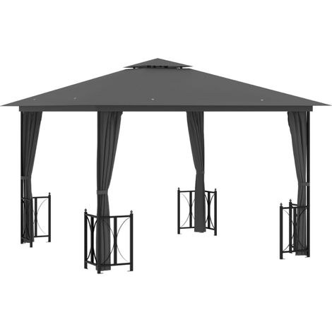 Tonnelle avec parois et toit double 3x3 m Anthracite