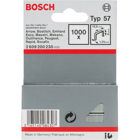 Bosch grapa de alambre plano tipo 57, 10,6 x 1,25 x 8 mm -2609200230