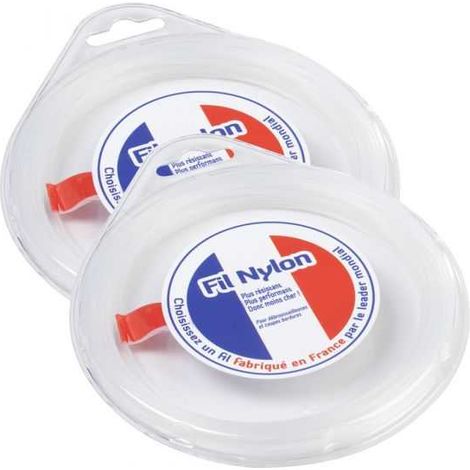 Fil nylon 1,2 mm x 15 m Rond Blanc Blister par 2 (1/5)