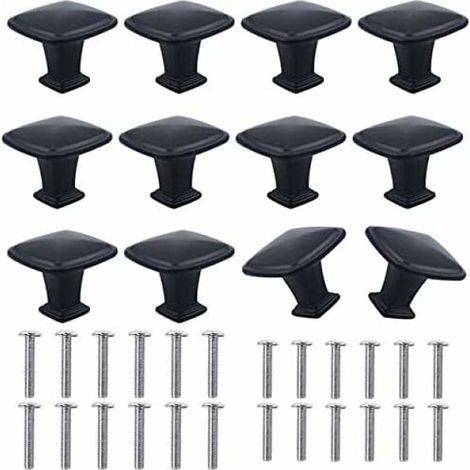 12 pomelli quadrati neri da 30 mm in lega di alluminio per mobili, pomelli moderni neri per porte, maniglie per mobili da cucina, cassetti, credenze, armadi, comodini, con viti incluse. (1/4)