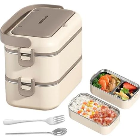 Bento Lunchbox acier inoxydable, rectangulaire Brotdose Auslaufsicher Bento Box, Großes Fassungsvermögen, Isoliert (1/5)