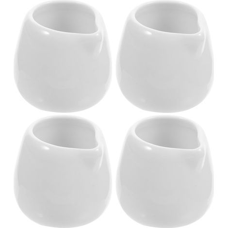 4 Pièces Mini Pichet à Lait Céramique avec Bec Verseur, Saucière Blanche pour Crème, Sauce, Condiments – Petits Pots à Sauce et Mousse de Lait (1/5)