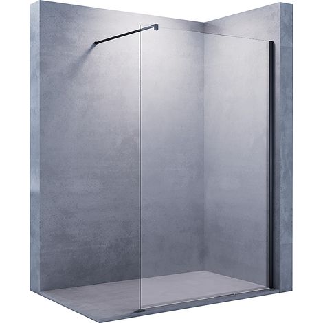 SONNI Walk In Dusche Duschwand 10mm Nanobeschichtung glas mit Haltestange mit Duschwanne Schwarz 120x200cm (1/5)
