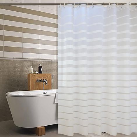 Ahlsen Rideau de Douche Anti-moisissure antibactérien, undurchlässig, Rideaux de Douche Opaques (Rayures inégales), Rideau de Douche 200x180cm (1/5)