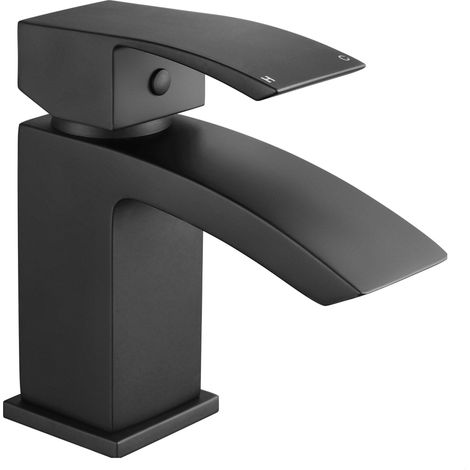 Balterley Contemporary Square Single Lever Deck Mounted Mono Basin Mixer Tap with Waste, 137 x 48 x 131mm, Matt Black