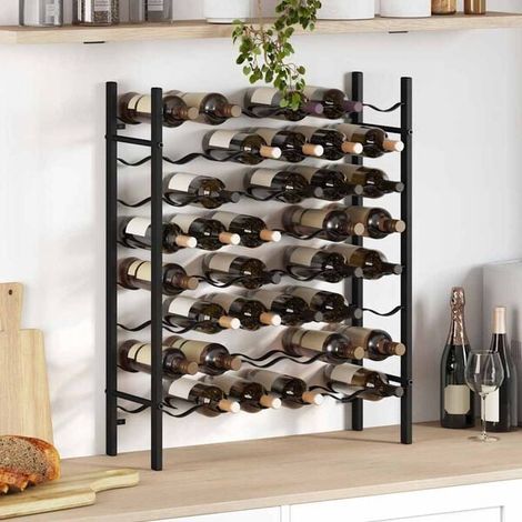 Étagère à Bouteilles de Vin 48 Places, Porte-Bouteilles en Métal Noir, Support de Rangement pour Cave à Vin, Design Moderne et Stable (1/5)