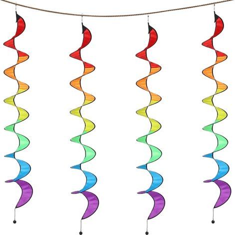 Windspinner 4 teilige Bunte Regenbogen Windsack Streamer (1/5)