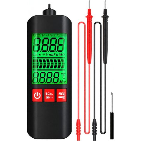 Mini multimetro digitale LCD A1, tester a 2000 conteggi con rilevamento di tensione CC/CA, frequenza, resistenza, NCV e controllo del filo sotto tensione. (1/5)