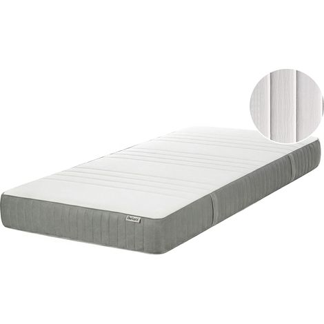 Colchón de espuma viscoelástica firme duro con funda extraíble de poliéster con cremallera accesorios de dormitorio blanco 80 x 200 cm Cheer (1/5)
