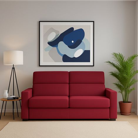 Divano Fisso 3 Posti Ozegna, Sfoderabile, Lavabile Made in Italy, Braccioli, 220x95 cm Rosso (1/4)