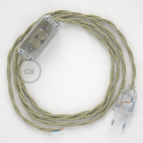 Creative-Cables Cablaggio pour lampe avec câble en lin 1,8 m – (Câble 2x0,75 mm², lin naturel TN01, prise EU et interrupteur transparents) – Conforme aux standards de sécurité (1/5)